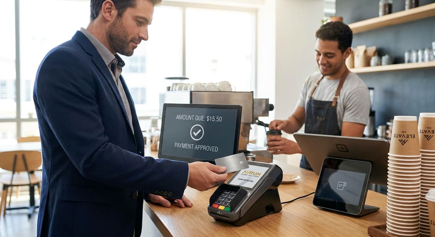 Professional using a debit card from banks like varo