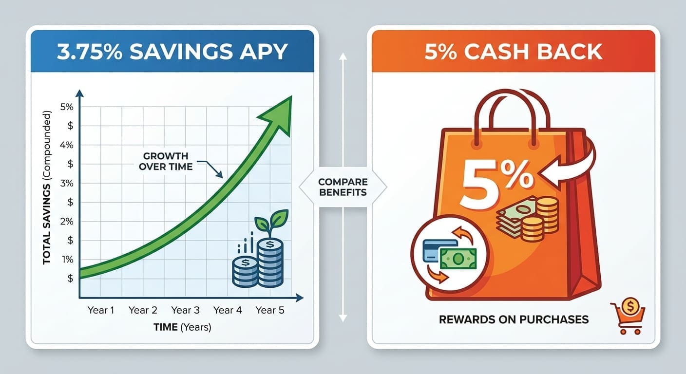 Infographic comparing APY and cash back benefits of what is chime prime