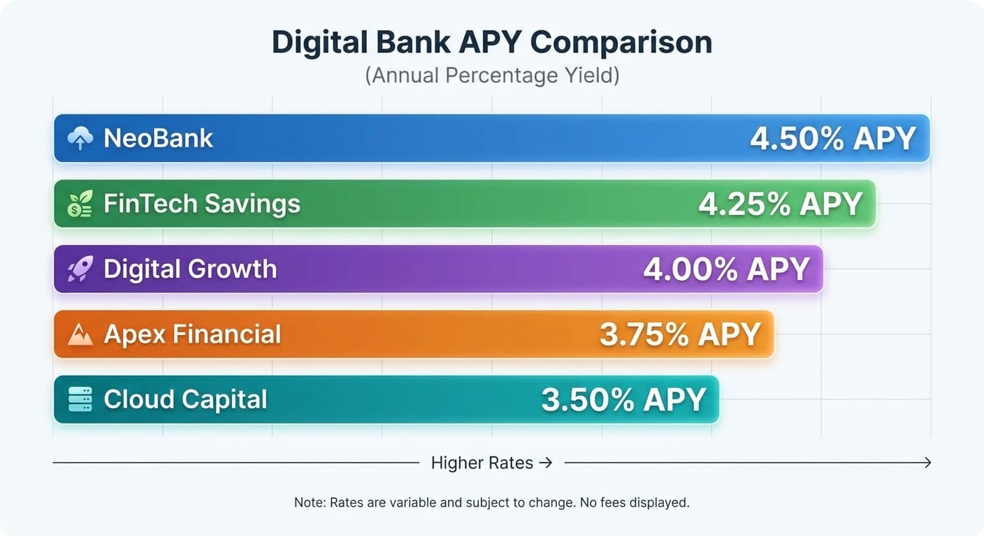 Infographic showing savings rates for banks like varo