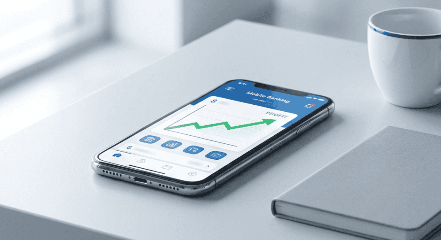 Are neobanks profitable in 2026: mobile banking app showing a rising profit chart