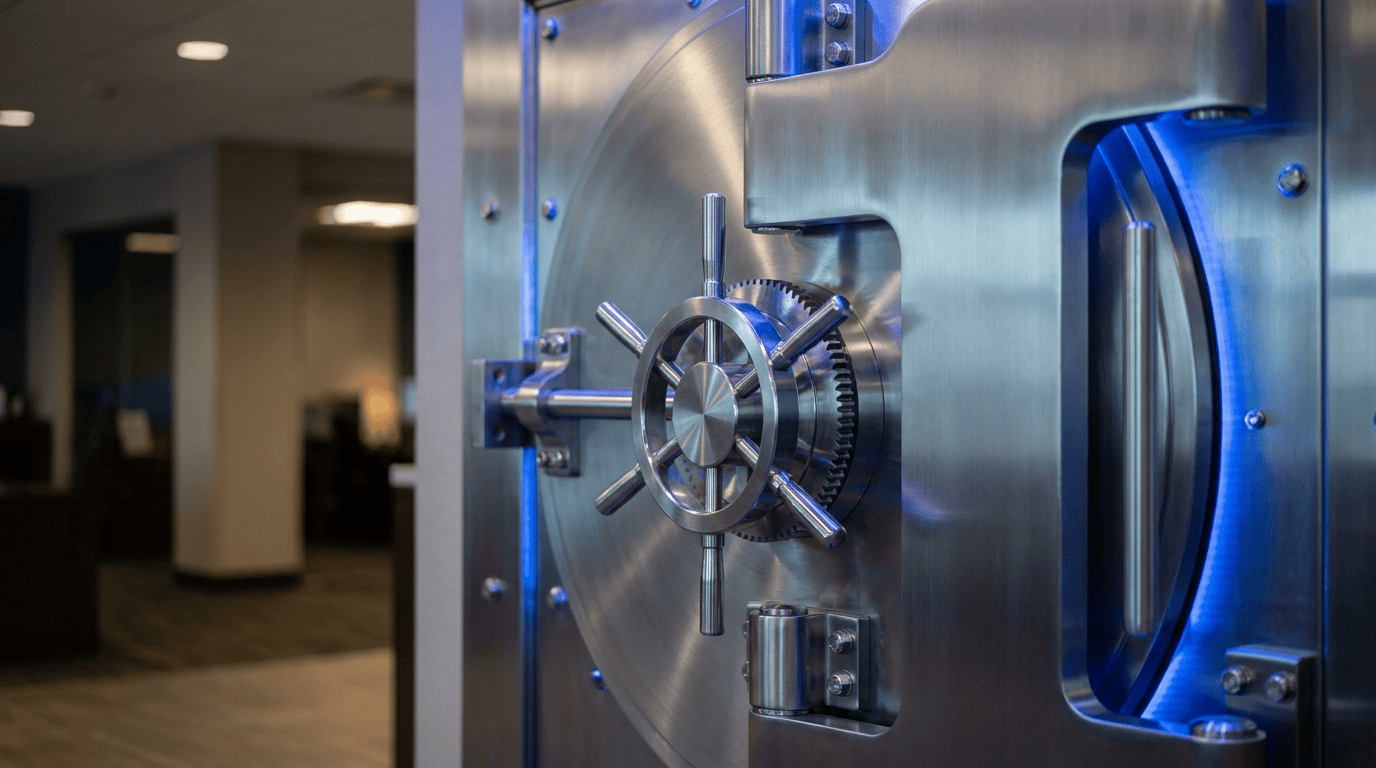 Bank vault door symbolizing the FDIC-insured safety of Chime vs SoFi vs Ally direct deposit accounts