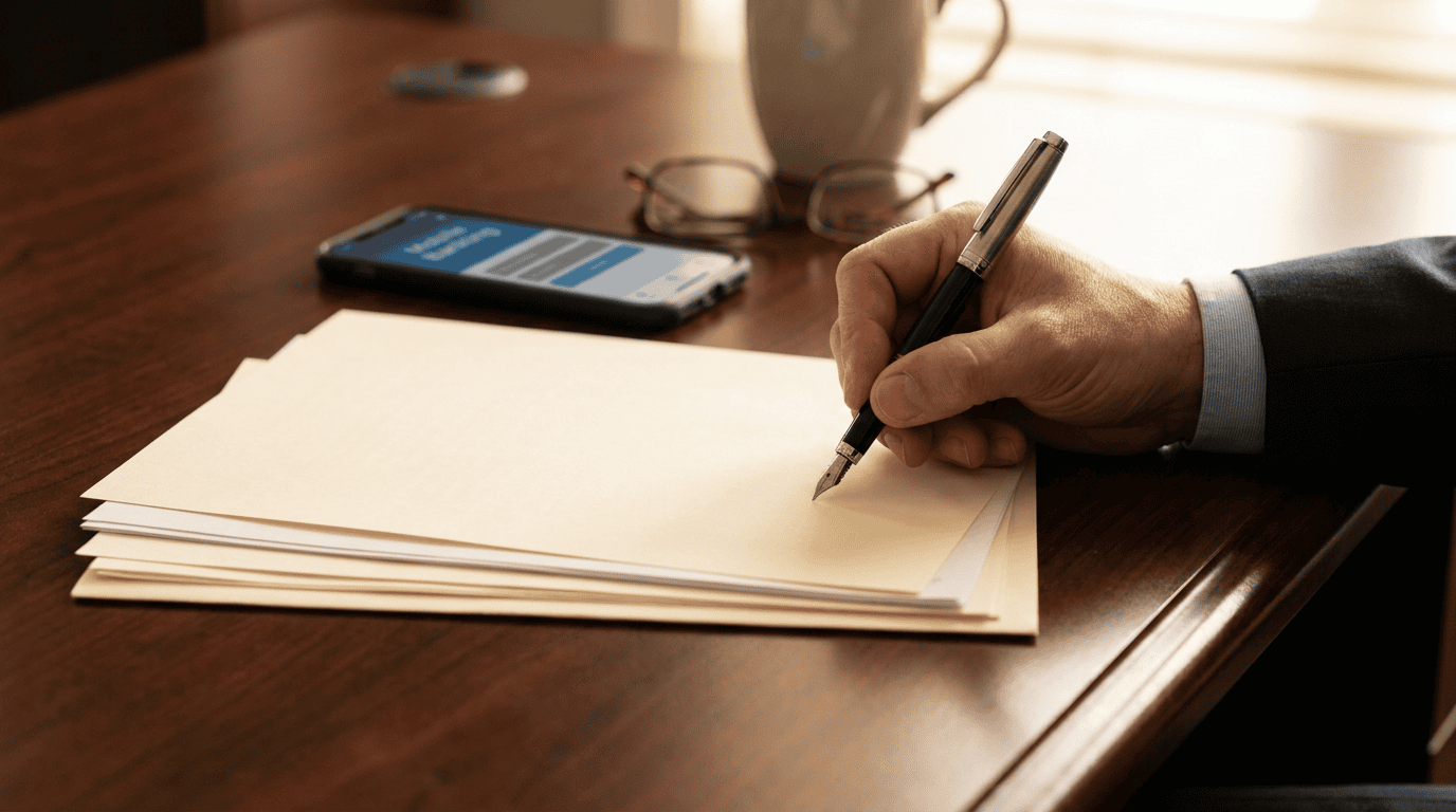 Close-up of hand signing official banking approval documents symbolizing regulatory approval process