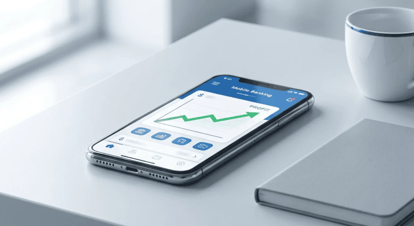 Are neobanks profitable in 2026: mobile banking app showing a rising profit chart